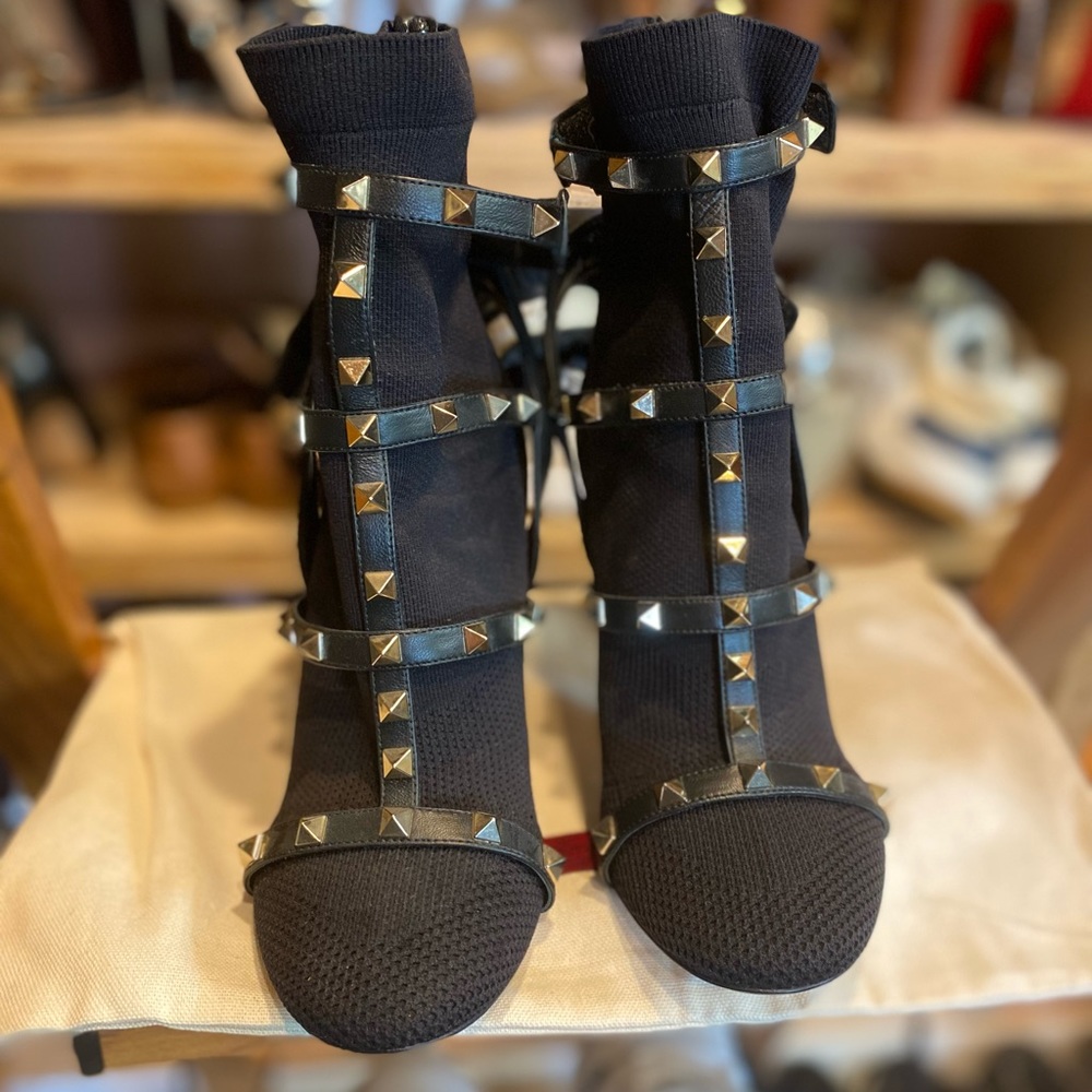 VALENTINO Rockstud Accents Sock Boots